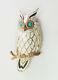 Gorgeous Vintage White Enamel Rhinestones Owl Bird Pin Brooch By Jomaz