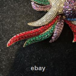 HUGE Vintage Estate Bird Of Paradise Pin Brooch 6.25 Swarovski Crystals MASSIVE