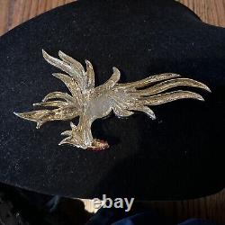 HUGE Vintage Estate Bird Of Paradise Pin Brooch 6.25 Swarovski Crystals MASSIVE