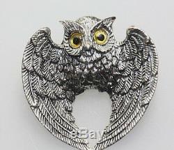 Harry Potter Solid Sterling Silver Vintage Owl Brooch Pendant