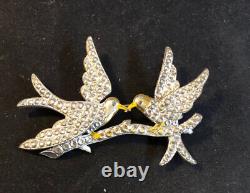 Hello Brilliant brand Vintage Brooch Birds sitting on a branch metal gorgeous