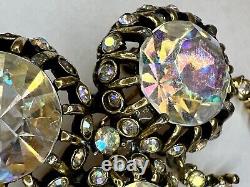 Hollycraft 1950s Vintage Rivoli Rhinestone Brooch Pin As Is Aurora Borealis