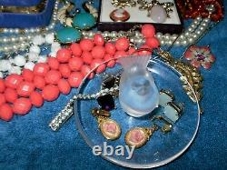 Huge Vintage / Retro Jewelry Lot Brooches Rings Cameos Lalique Bird
