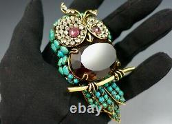 Iradj Moini Fashion Jewellery Vintage Owl Bird Brooch Signed