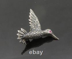 JAMES AVERY 925 Silver Vintage Petite Ruby Eye Bird Motif Brooch Pin BP8639