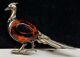 Jelly Belly Bird Brooch Rare Vintage Gilt Amber Glass 2-3/4 Pin A30
