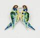 Jeronimo Fuentes Of Margot De Taxco Sterling Enamel Love Birds Brooch 1950s