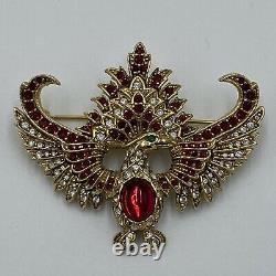 Joan Rivers Swarovski Crystal/Red Rhinestone Phoenix Bird Brooch/Pin Vintage