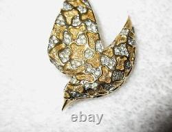Jomaz Joseph Mazer Dove Pin Brooch Vintage Crystal Golden Bird Stunning Superb