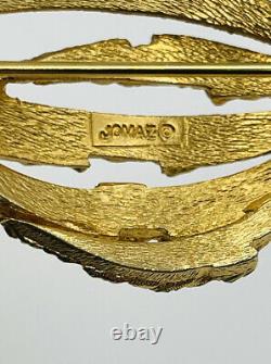 Jomaz Vintage Gold Plated Faux Turquoise & Rhinestone Fantasy Bird Brooch Pin