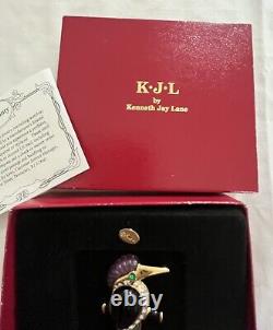 KJL Kenneth Jay Lane Kingfisher Bird Brooch Interchangeable Cabochons with Box Vtg