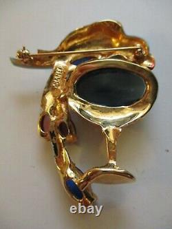 Kramer Jelly Belly Vintage Parrot Bird Brooch Pin Champage Glass Pave Rhineston