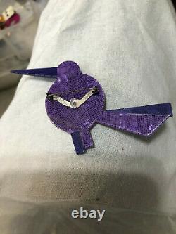 LEA STEIN PARIS Great Beak large bird pin brooch celluloid laminated purple
