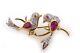 Lab-created Red Ruby 2ct Pear Cut Love Birds Brooch Pin 14k Yellow Gold Plated