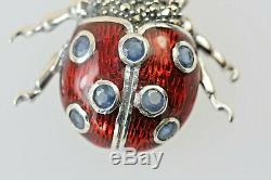 Lady Bug Lady Bird Vintage Brooch Pendant Marcasite Red Enamel