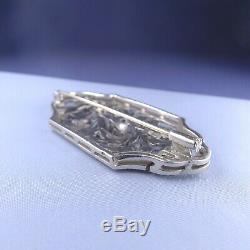 Large 1930' Sterling Silver Marcasite Bird Brooch / Antique Art Deco Pin