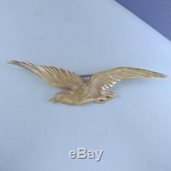 Large Art Nouveau Finely Crafted Horn Bird Brooch / Antique Carved Pin