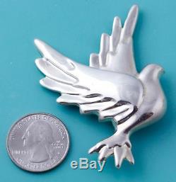 Largest Rare Vintage Tiffany & Co Paloma Picasso Silver Dove Bird Brooch Pin