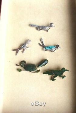 Lot 5 vintage antique pin brooch ALL BIRDS Collection estate