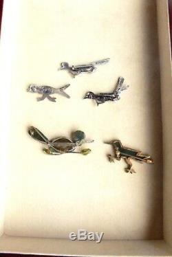 Lot 5 vintage antique pin brooch ALL BIRDS Collection estate