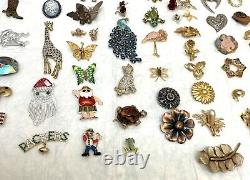 Lot Vintage Modern Pins Brooches Rhinestones Flower Animals Leaf Jelly Belly Bee