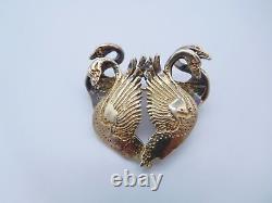 Lovely Antique 9k Solid Yellow Gold Figural Swan Bird Pin Brooch