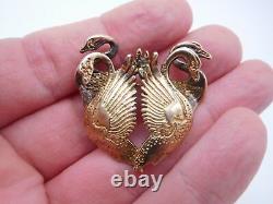 Lovely Antique 9k Solid Yellow Gold Figural Swan Bird Pin Brooch