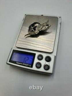 Lovely Vintage Solid Silver, Marcasite & Onyx Bird Pin Brooch Fully Hallmarked
