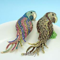 Luxury Noble Vintage Cute Birds Rhinestone Brooch Bouquet Trendy Pin Men Jewelry