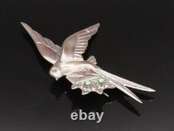 MEXICO 925 Silver Vintage Antique Dove Bird Turquoise Mail Brooch Pin BP9682