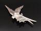 Mexico 925 Silver Vintage Antique Dove Bird Turquoise Mail Brooch Pin Bp9682