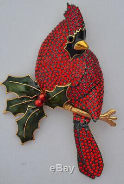 MINTY Vintage JOAN RIVERS Flights of Fantasy Cardinal Bird Pin Brooch, RETIRED