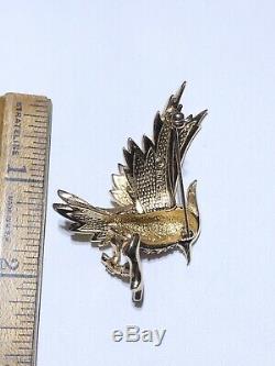 Marcel Boucher rhinestone three dimensional bird eagle brooch pin vintage