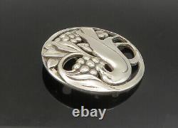 NORSELAND 925 Sterling Silver Vintage Shiny Floral Bird Brooch Pin BP9137