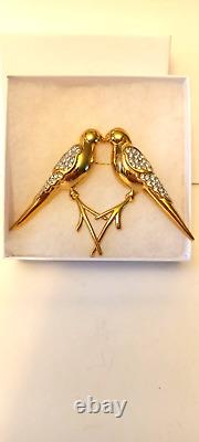 New Givenchy Vintage Love Birds Kissing Birds Brooch Pin