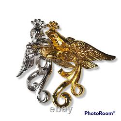 Nolan Miller Vintage Birds of Passion Pin Brooch RARE Gold and Silver Plated