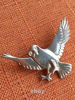 Ola Gorie Vintage Scottish Silver Brooch, Owl Bird, OMG makers mark