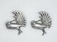 Pair Of Vintage 1930's Mexican Sterling Silver Bird Dove Pin Brooch