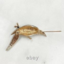 Panetta Brooch Bird Motif Vintage Gold Rare Beneditto Panetta H0.79 W1.97