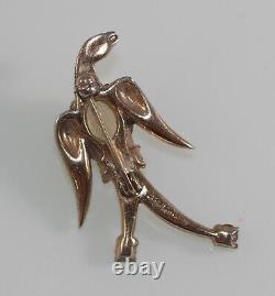 RARE CORO ADOLPH KATZ Sterling Silver Figural Jelly Belly Bird Brooch Sparrow