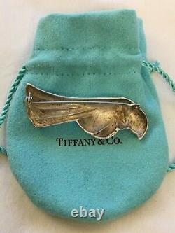 RARE VINTAGE TIFFANY & CO. STERLING SILVER PARROT BIRD PIN BROOCH With POUCH 1984