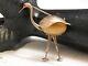 Rare Victorian Art Nouveau 14kt Gold Crane Heron Bird Brooch Ruby Tiger's Eye