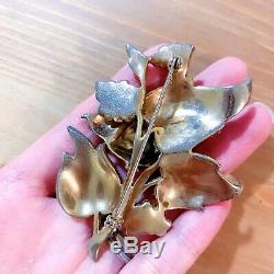 RARE Vintage 40s Unsigned Dujay Enamel Bird And Branch Brooch Pin