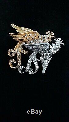 RARE Vintage Nolan Miller Two-Toned Crested Birds Pin Brooch