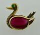 Rare Vintage Trifari Red Jelly Belly Duck Swan Bird Brooch Pin Crown Mark