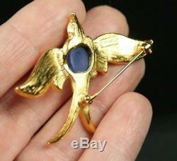 RARE Vtg TRIFARI Crown Swallow Bird Jelly Belly Gold PIN BROOCH Alfred Phillipe