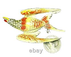 Rare Figural Dimensional Vintage CORO Signed Enameled Eagle Bird Brooch