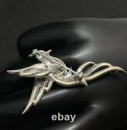 Rare Vintage Crown Trifari Alfred Philippe Brooch Pin Humming Bird Rhinestones