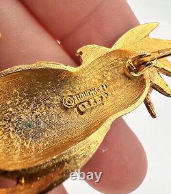 Rare Vintage MARCEL BOUCHER Gold Multi Color Enamel Parrot Bird Brooch 3.25