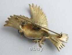Rare Vintage Signed Weiss Enamel Bluebird Bird 2 1/2 Pin Brooch WOW
